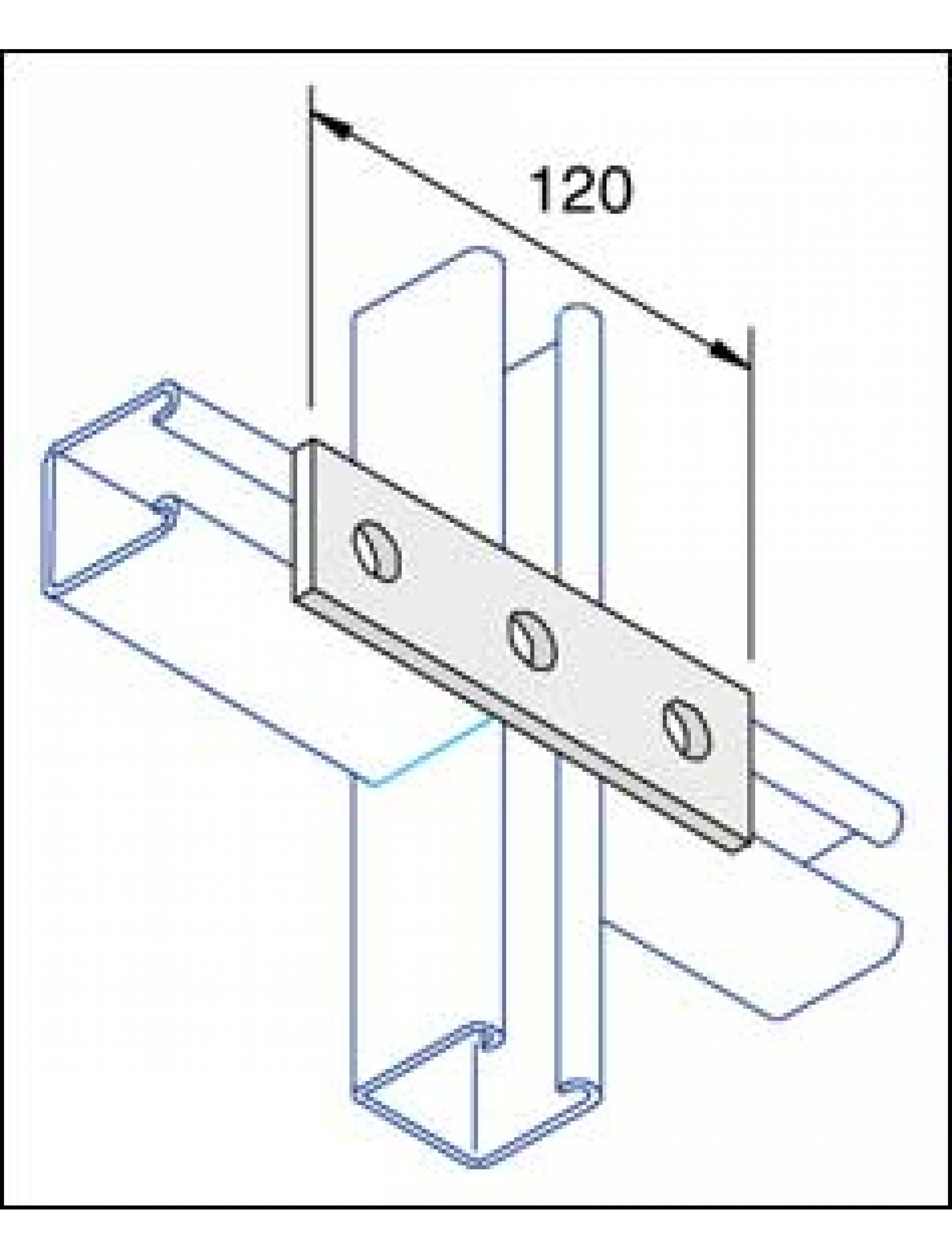 Unistrut Flat Plate Channel Support Bracket 3 Hole Hot Dip Galvanised (P1066)